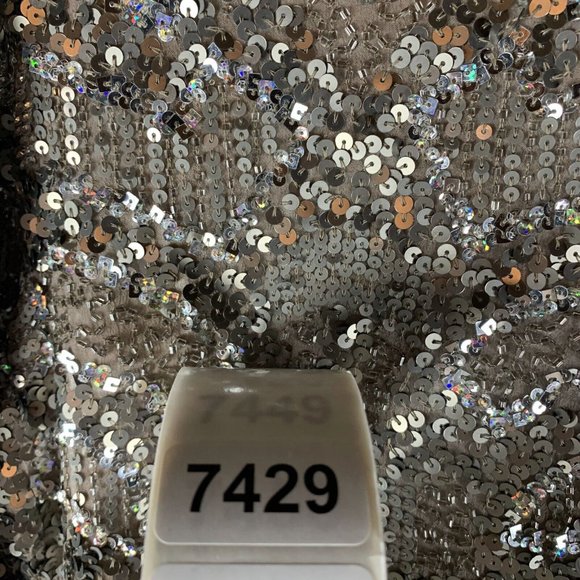 Vtg Scala Sequin Dress Womens 12 Metallic 100% Silk V-Neck Long‎ Sleeve Back Zip - Picture 11 of 11
